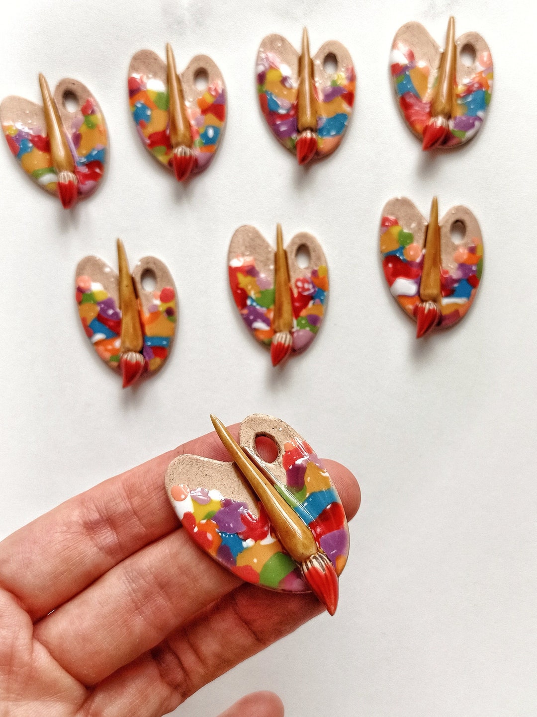 Artist's Palette Handmade Ceramic Brooch, Artist Palette Brooch, Paint