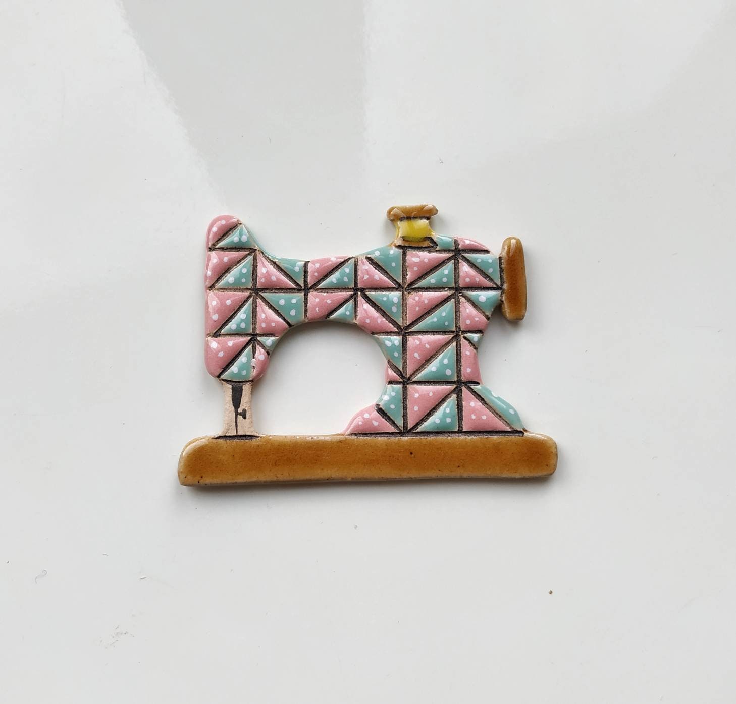 Sewing machine handmade ceramic brooch Etsy