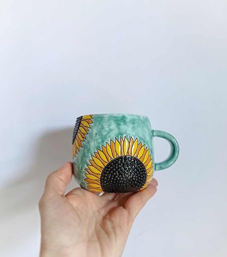 Sunflowers handmade ceramic mug image 5