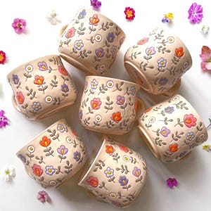 Floral handmade ceramic mug