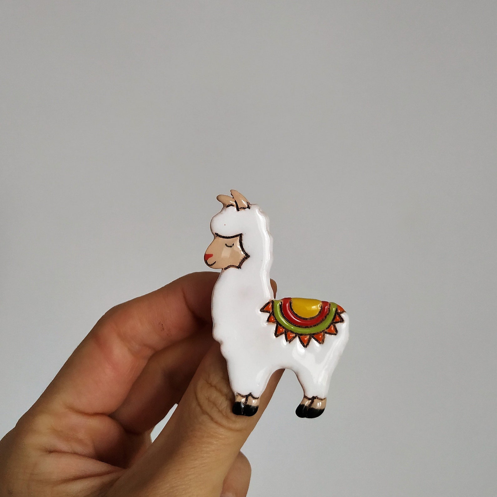 Alpaca Llama Ceramic Brooch Alpaca Pin Gift for Knitter Etsy