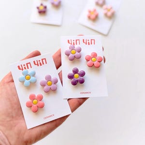Blumen handgemachte Keramik Brosche (Set 3 Stück)