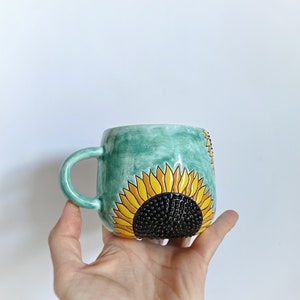 Sunflowers handmade ceramic mug image 3