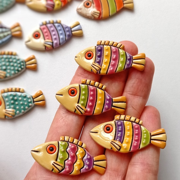 Small fish handmade ceramic brooch