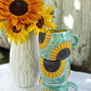 Sunflowers handmade ceramic mug image 6