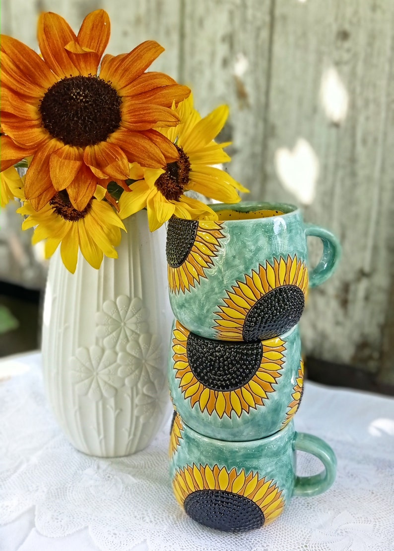 Sunflowers handmade ceramic mug image 6