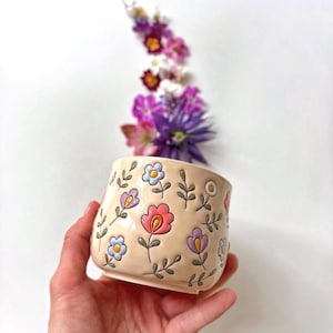 Floral handmade ceramic mug
