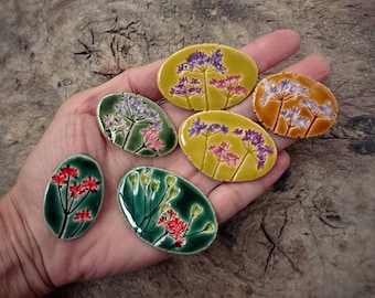 Botanical handmade ceramic brooch