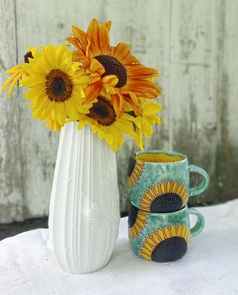 Sunflowers handmade ceramic mug image 9