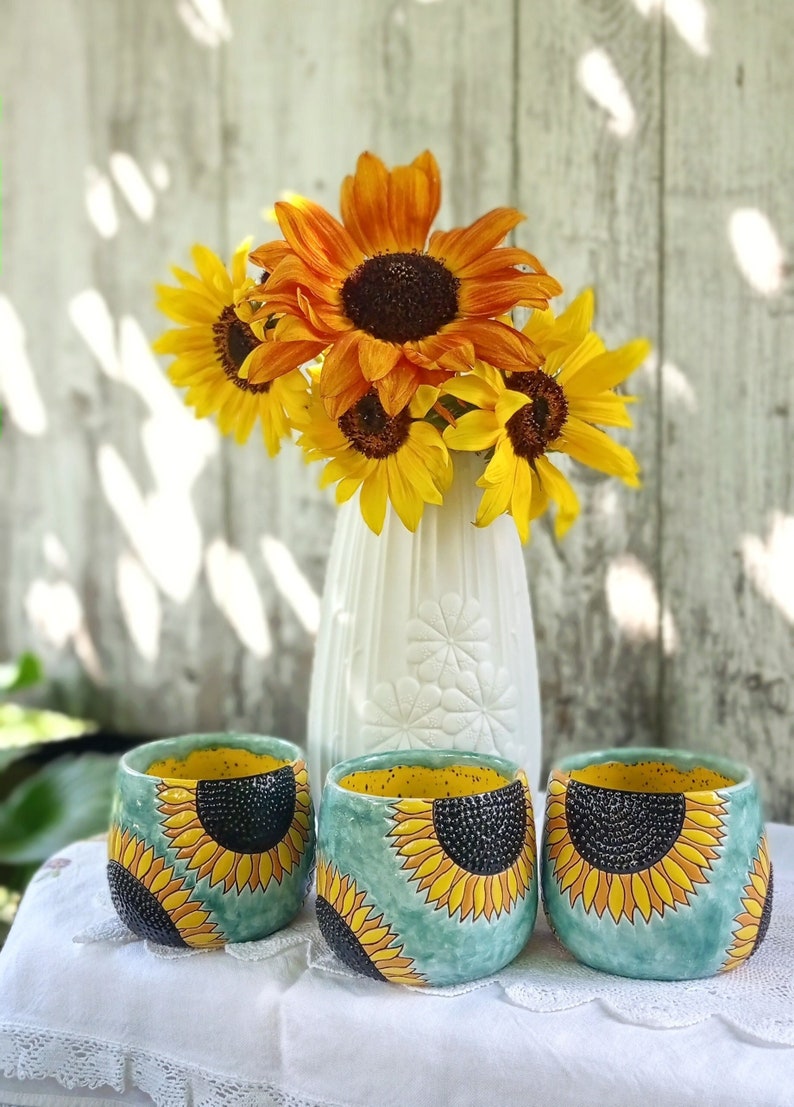 Sunflowers handmade ceramic mug image 1