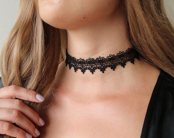 Black lace choker - black lace choker necklace