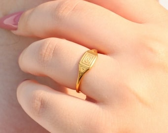 Bague Alexa Gold • Bague Dainty Minimaliste • Minimaliste Simple Empilable • Bande Or Mince Or 18K • Bague Dainty 18k