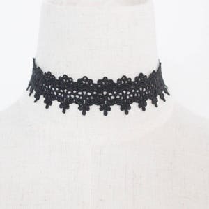 Black lace choker with silver clasp  - pyrado jewelry store gift for her 

black lace choker necklace