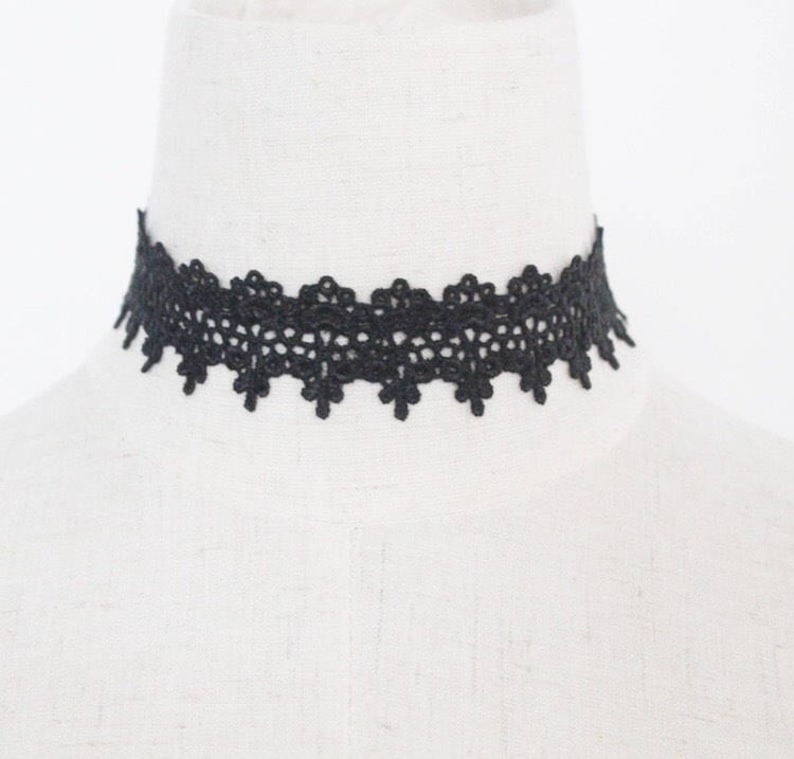 Black lace choker with silver clasp  - pyrado jewelry store gift for her 

black lace choker necklace