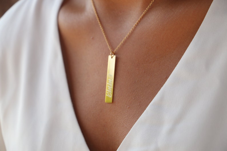 Personalized Bar Necklace Custom Name Graduation gift Women Name Necklace Name Plate Necklace Initial Necklace Gold Bar Necklace image 3