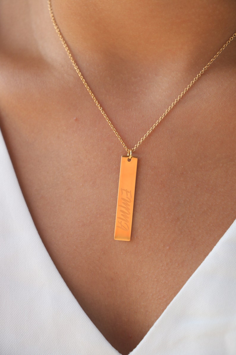 Name Personalized Bar Necklace Custom Name Graduation gift Women Name Necklace Name Plate Necklace Initial Necklace Gold Bar Necklace