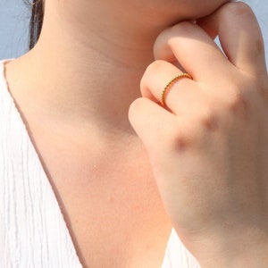 18k beaded Gold  Ring • Dainty Band Minimalist • Stackable Simple Minimalistic • 18k Gold Band • Dainty 18k Ring • gifts for her- pyrado jewelry store