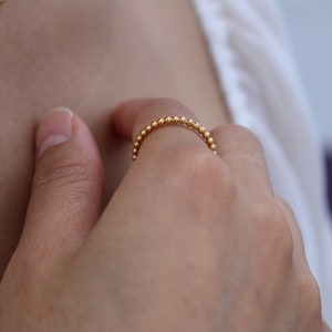 18k beaded Gold  Ring • Dainty Band Minimalist • Stackable Simple Minimalistic • 18k Gold Band • Dainty 18k Ring • gifts for her- pyrado jewelry store