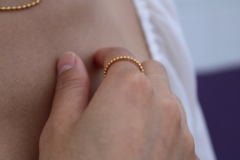 18k beaded Gold  Ring • Dainty Band Minimalist • Stackable Simple Minimalistic • 18k Gold Band • Dainty 18k Ring • gifts for her- pyrado jewelry store