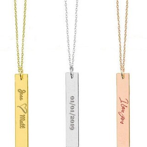 Personalized Bar Necklace Custom Name Graduation gift Women Name Necklace Name Plate Necklace Initial Necklace Gold Bar Necklace image 6