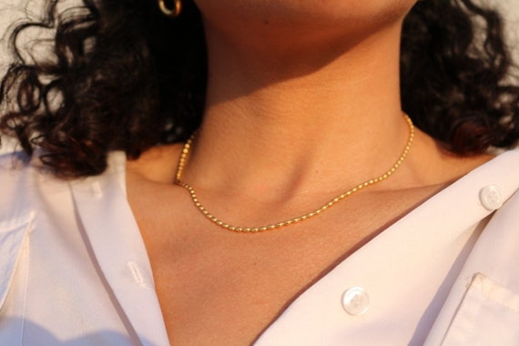 18k chain - gold bead necklace