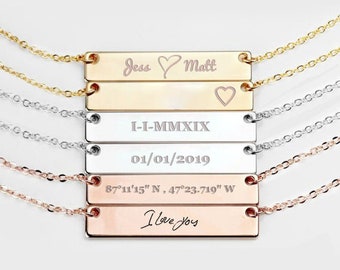 Personalized Bar Necklace Custom Name Graduation gift Women Name Necklace Name Plate Necklace Initial Necklace Gold Bar Necklace