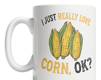 I Love Corn Mug - Cute Corn Mug for Corn Lovers - Corn on the Cob Gift Mug - Cute Corn Gift Idea - Cool Corn Coffee Mug - Corn Farmer Mug