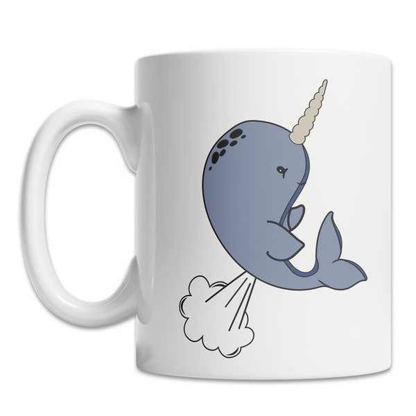 Farting Narwhal Mug - Cute Narwhal Mug - Narwhal Lover Gift Idea - Funny Narwhal Gift Mug - Narwhal Gag Gift - Funny Animal Farting Mug