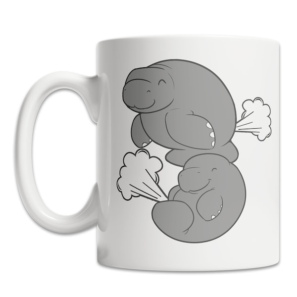 Farting Manatees Mug - Cute Manatee Mug - Manatee Lover Gift Idea - Funny Manatee Gift Mug - Manatee Gag Gift - Funny Manatees Farting Mug