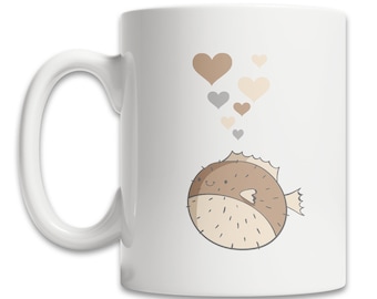 Puffer Fish Coffee Mug - Love Puffer Fish Mug - Puffer Fish Lover Mug - Cute Puffer Fish Gift - Cute Puffer Fish Mug - Sea Life Mug