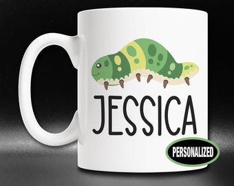 Personalized Caterpillar Mug: Custom Name Gift for Insect Lovers