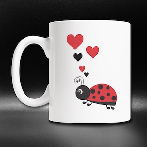 Cute Ladybug Mug, Ladybug Lover Gift, Nice Ladybug Gift Idea, I Love Ladybugs Coffee Mug, Novelty Ladybug Cup, Cute Gardener Gift