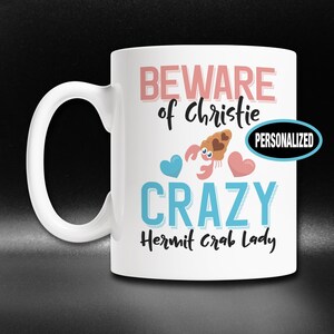 Personalized Hermit Crab Mug: Gift for Crab Lovers
