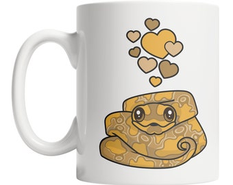 Albino Ball Python Mug – Snake Lover Gift, Hearts Design
