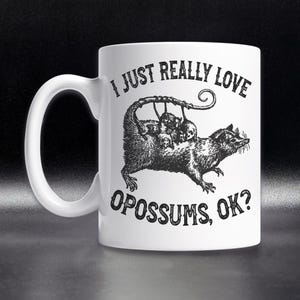Funny Opossum Ceramic Mug: I Love Opossums Gift