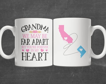 Personalized Grandma Mug: Long Distance Gift, State Design