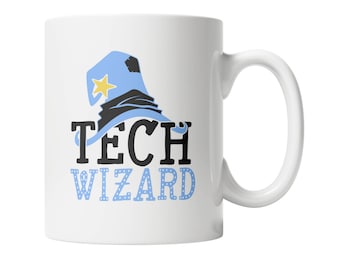 Tech Wizard Coffee Mug - Tech Worker Mug - Computer Programmer Analyst Database Manager Mug