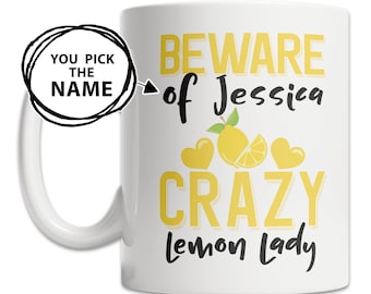 Personalized Lemon Mug: Custom Name Gift for Lemon Lovers