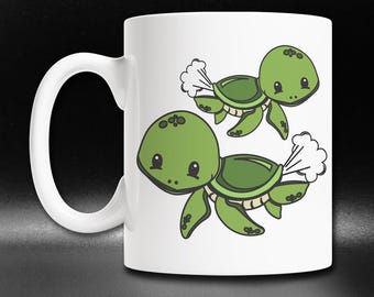 Farting Sea Turtle Mug: Funny Turtle Lover Gag Gift