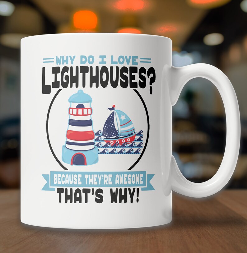 I Love Lighthouses Mug Cute Lighthouse Mug Lighthouse Etsy UK