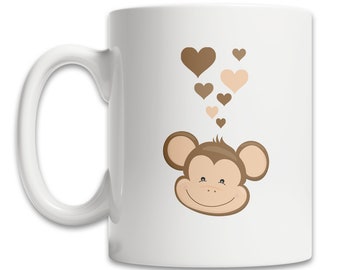 Monkey Face Coffee Mug - Love Monkeys Mug - Monkey Head Mug - Cute Monkey Gift - Cute Monkey Mug - I Love Monkeys - Silly Monkey