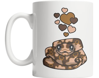 Cute Ball Python Mug - Pet Ball Python Owner Gift - Ball Python With Hearts Mug - Pet Python Mug - Snake Lover Gift Idea
