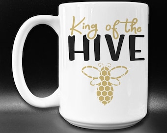 King of the Hive Mug: Honeycomb Bee Beekeeper Gift