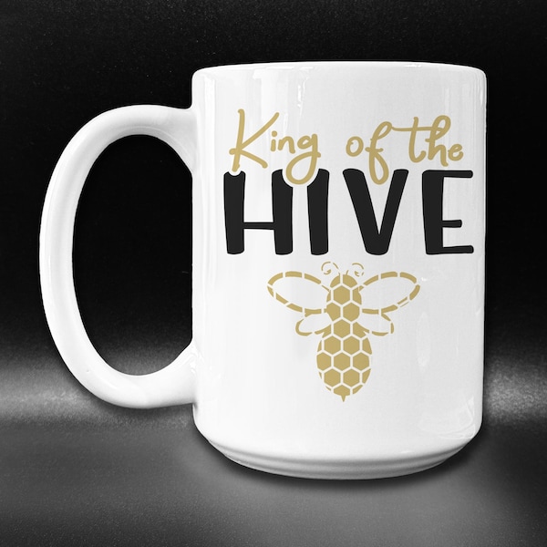 King of the Hive Mug: Honeycomb Bee Beekeeper Gift