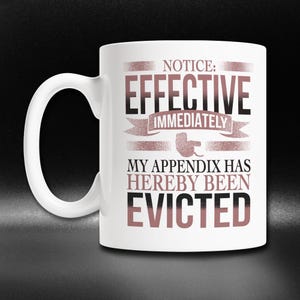 Appendix Removal Gift, Appendix Mug, Appendectomy Surgery Recovery Mug, Appendix Eviction Mug, Cute Appendectomy Gift, Appendix Care Mug