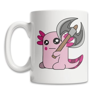 Axolotl Pun Mug: Chibi Anime Axolotl with Axe
