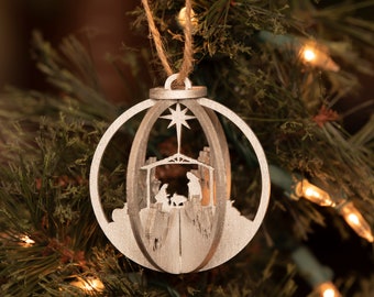 Wooden Nativity Christmas Ornament