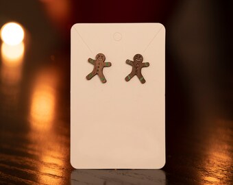 Wood Gingerbread Stud Earrings | Christmas Earrings