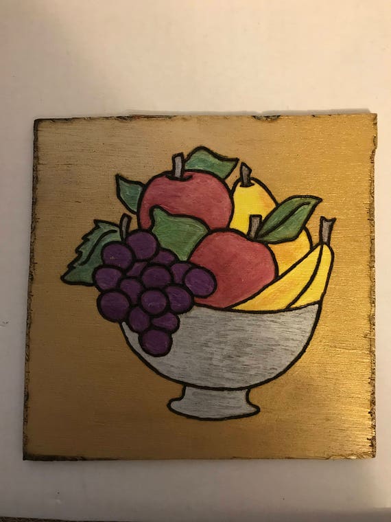 Pyrography And Water Color Wood Burned And Hand Painted Fruit Etsy