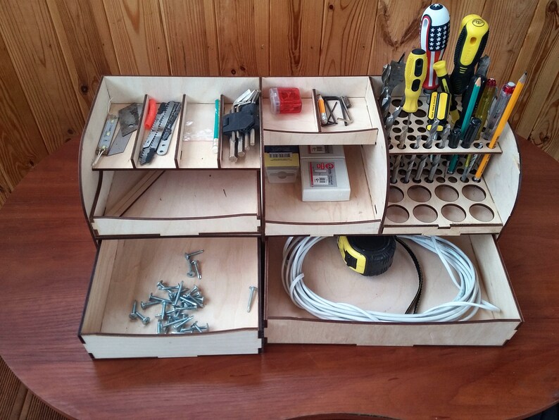 Desk Organizer Tool Holder Pen Holder Wood Makeup Organizer Etsy